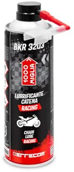 ERRECOM 1000 Miglia BKR 3203 Lubrificante Catena Moto Racing Alte Prestazioni, Resiste a Velocità Elevate Lunghe Distanze, Getto senza Schizzi, con Huggie System+Prolunga a 90°, Bombola Aerosol 500ml