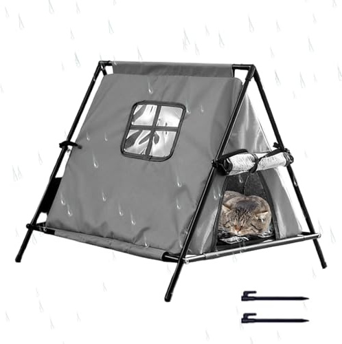 Casa para Gatos De Exterior - Resistente Al Viento con Tapa De Puerta - Casa Triangular De Mascotas Exterior - para Jardín Trasero Patio Parque Área Residencial Garaje Granero Esquina De La Calle