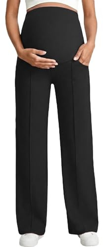 Générique Pantalon de Grossesse Taille Haute pour Femmes Doublure Polaire Legging Maternité Extensible Extérieur Intérieur Automne Hiver Pantalon Fuseau Femme Enceinte Coupe Droite Collant Thermique