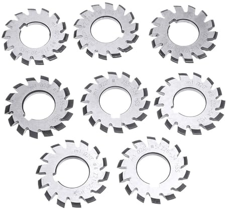 8 pezzi Angolo 20 gradi Fresa for ingranaggi cilindrici, Utensile da taglio for fresa for ingranaggi a disco, Fresa for ingranaggi evolvente HSS(M2.5)