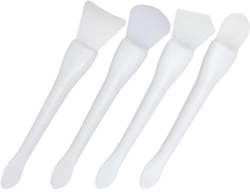 Beatifufu 4 Piezas de Aplicadores para Mascarilla Facial de Silicona, Pinceles Doble Punta (abanico, Espátula, Lengua, Polígono), Herramienta Reutilizable para Cuidado Piel y Aplicación