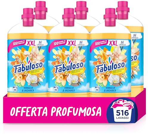 Fabuloso Ammorbidente Concentrato Profumato Vaniglia & Orchidea 1,9L | Fragranza che Dura per Settimane* | Fragranza Attivata dal Movimento | Rende i Capi Più Facili da Stirare** |86 Lavaggi