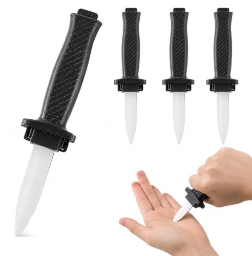 PHYNDR 4 Pièces Couteaux de Tour de Magie Disparaissants, Faux Couteau Retractable, Lames Rétractables, Faux Factices en Plastique, Poignards, Article de Farce et Attrape Adulte, Poisson d'Avril