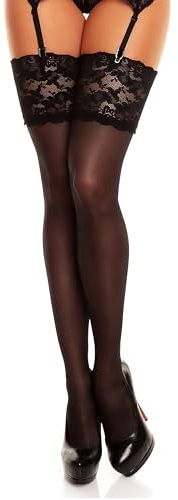 Glamory Medias de lujo con tirantes 20 Negro M