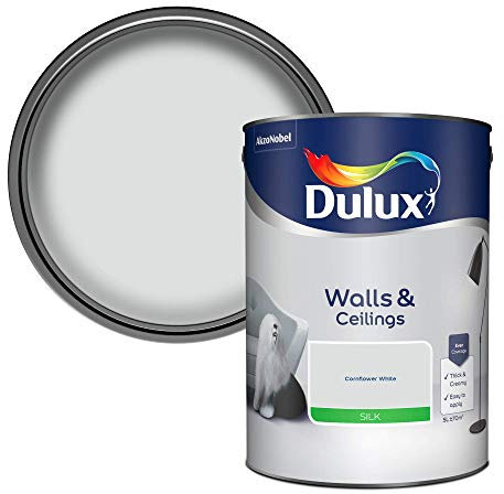 Dulux Silk Emulsion Paint For Walls And Ceilings - Cornflower White 5L