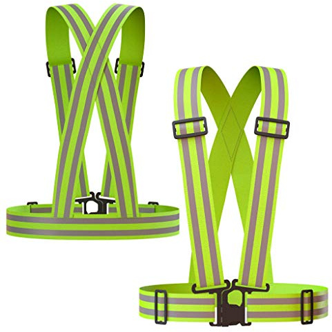Reflective Vest (2 Pack) Lightweight, Adjustable & Elastic Safety & High Visibility for Running, Jogging, Walking, Cycling (Neon Yellow)