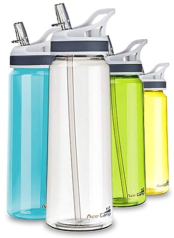 AceCamp, borraccia da viaggio Tritan, 350 ml/600 ml/800 ml, senza BPA, bottiglia sportiva, a tenuta stagna, con cannuccia, Grau 800ml, 800ml