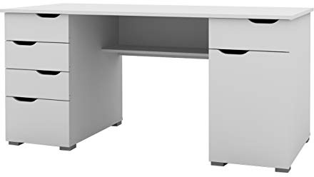Alphason,AW1374WHT,Kentucky Sturdy Wood Effect desk - White Oak and Gloss White,White Oak and Gloss White,750x1600x670mm