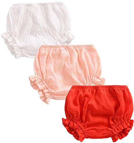 FAIRYRAIN 3 Pack of Baby Kinder Mädchen Jungen Baumwolle Unterwäsche Unterhosen Rüsche Hose Bloomer Shorts Baby Höschen Windelhöschen Kleinkinder Pumphose 1-2 Jahre