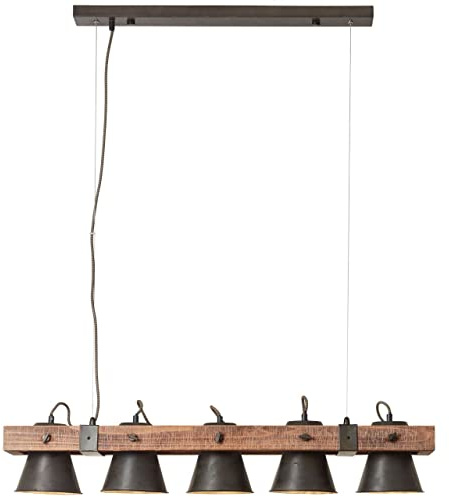 BRILLIANT lampa Ploglampa 5-lågor svart stål/trä | 5x A60, E27, 10W, gf normala lampor n, Ent, | Svängbara huvuden | Kabeln kan förkortas