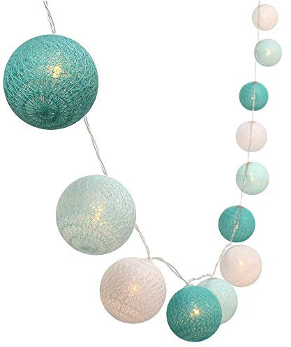 Treer Luces De Bolas De Algodón Cadena de Luces Bolas de Navidad, Batería Lámpara de Guirnalda Luminosa Hogar, Jardín, Patio, Fiesta, Vacaciones, Boda Decoración (1.5M-10 Pelotas,Azul)