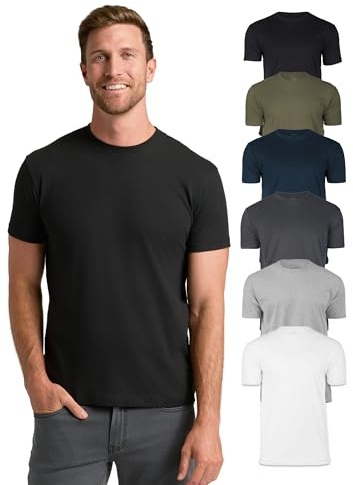 True Classic Mens T-Shirts - Short Sleeve Crew Neck Plain T Shirt for Men, Pack of 6, Variety, L