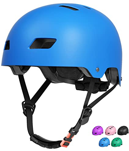 FAYDUDU Kids Bike Helmet Toddler Skateboard Helmets for Ages 3-13 Years Boys Girls CE Certified Safety Adjustable Multi-Sport Roller Skating Scooter Cycling Helmet (Blue, M)