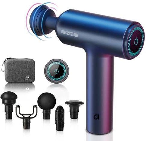 arboleaf Massagepistole Tiefengewebe 10mm Amplitude 60W starke Leistung, Massage Gun LED-Touchscreen mit 6 Massagestufen & 7 Massageköpfen, Muskel Massagegerät USB C Schnellaufladung für Entspannung