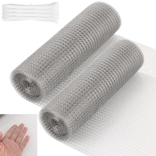 YAYODS 2 Rollen Drahtgitter Feinmaschig Stacheldraht Maschenweite 3-5 mm - 6M x 21CM Edelstahl Drahtgitter, Stabiler Maschendraht - maschendrahtzaun als Hasendraht, Wühlmausgitter, Volierendraht