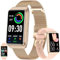 ZPIMY 1,47” AMOLED Smartwatch Damen, 5ATM Fitnessuhr mit Schrittzähler Herzfrequenz SpO2, Schlafmonitor, 123 Sportmodi Uhr, Sportuhr Aktivitätstracker für Android iOS (Gold)