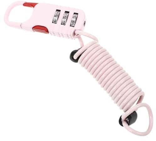 SKISUNO Universal-helmschloss, lenkerschloss Mit Gehärtetem Stahlkabel, Tragbares, Rücksetzbares Zahlenschloss Für Fahrräder, Roller, Rucksäcke, Pink