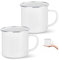 YZROHYI 2 Stück Camping Becher Emaille Tasse 350 ML,Emaille Becher Edelstahl,Kaffeebecher Emaille Retro,Enamel Mug,Emaille Tasse Outdoor,Kaffeetasse mit Henkel,Wanderbecher Mehrweg für Zuhause