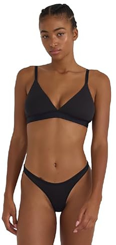 Organic Basics Women's Core Rib Triangle Bralette, Black, XX-Small