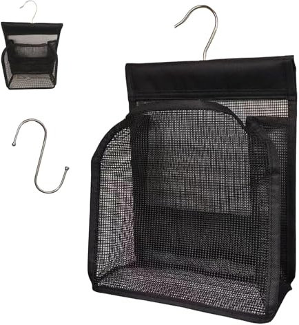 ClcIosis Wäscheklammerbeutel für Draußen, Einfacher Aufhängehaken Klammerbeutel für Wäscheklammern, Schwarz Wäscheklammerkorb, Tragbar Verwendet Familienbader und Garten im Freien