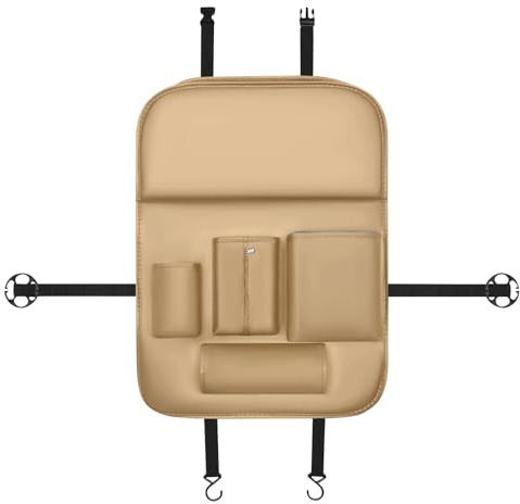 Organizador de asiento de coche para el asiento trasero | Organizador estable para asiento trasero con espacio de almacenamiento | Soporte plegable portátil multifuncional para aperitivos, bebidas