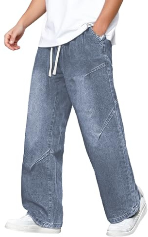 Generisch 2026 Pantalones de mezclilla elásticos casuales para hombre. Cómodos pantalones de mezclilla con corte relajado para el uso diario con diseño clásico y tela resistente. Pantalón para hombre