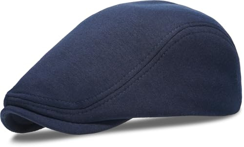 Liutufy Men's Vintage Flat Cap Adjustable Cotton Newsboy Hat Navy Blue