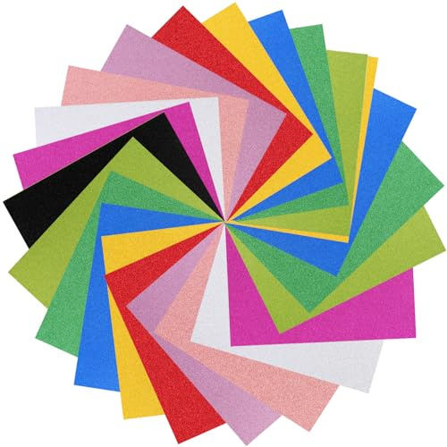 A4 Coloured Card-20Sheets 10 Assorted Colours 250gsm Multi Colour Glitter Paper Card for Card Making Birthday Crafts Party Decor Invitations Gift Wrapping Scrapbooking DIY Projects