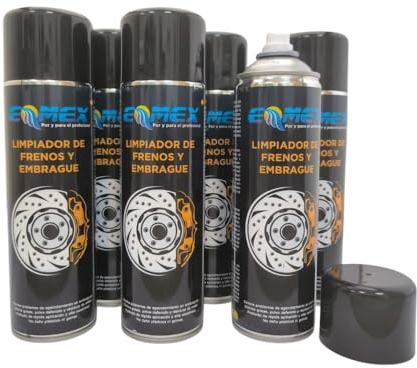 EMMEX Limpiador de Frenos Spray 500ml, Limpia Frenos Embrague y Piezas Metálicas, Secado Rápido Sin Residuos, Desengrasante Coche y Moto (Pack 4 uds)