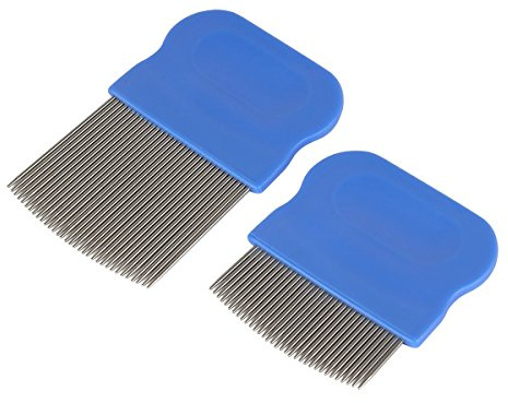 EZY DOSE Head Lice Combs Pack of Two Short Long Pin Combs for Head Lice Treatment Nit Free Comb, Blue, 1 count