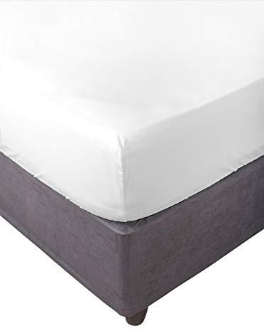Miracle Home. Sábana Bajera Ajustable, Elástica, Suave, Cómoda, Antipeeling. Algodón 50% Poliéster. Cama 105. 105 x 200 x 30. Blanco