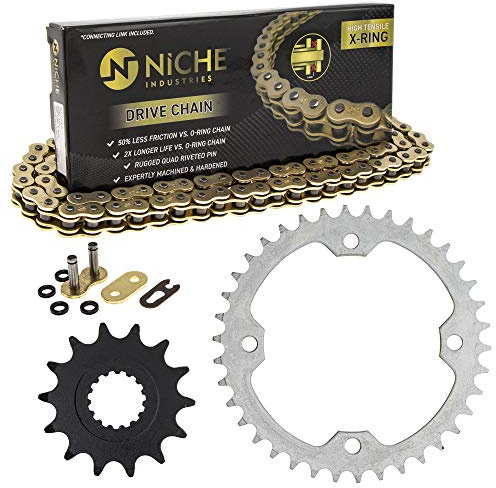 NICHE Drive Sprocket Chain Combo for Yamaha Raptor 700 YFZ450R Front 14 Rear 38 Tooth 520V-X X-Ring 98 Links