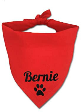 Personalisiert Hunde Bandana, Verstellbare Hunde Dreiecks Halstuch, Wunschname, Gestickt Name des Hundes, Baumwolle Kopftücher Hundehalstuch Dreieckstuch (S, rot)