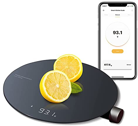 HOTO Bilancia da Cucina Intelligente, Bilancia da Cucina Digitale, Bilancia da Caffè, Bilancia da Cucina con Sensore ad Alta Precisione da 0,1g, Misure in 4 unità (g/ml/oz/lb:oz)