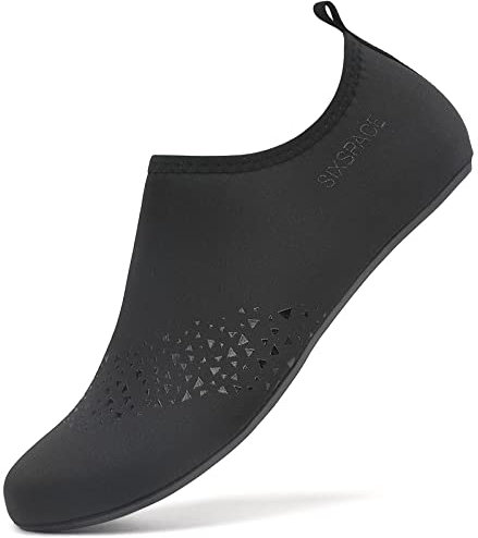 Sixspace Badeschuhe Damen Herren Wasserschuhe Schwimmschuhe Männer Frauen Strandschuhe Aquaschuhe Barfußschuhe für Strand,Pool,Meer,Wassersport,Tauchen,Surfen,Aqua Cycling(Schwarz,45 EU)