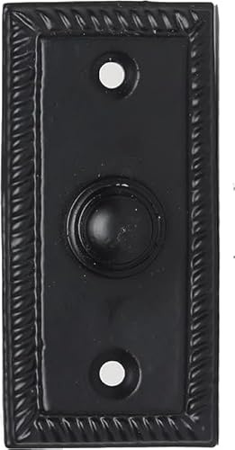 Skandh Iron Doorbell Chime Push Button Black Powder Coated Vintage Decorative Door Bell with Easy Installation 3.5 X 1.5 Inch