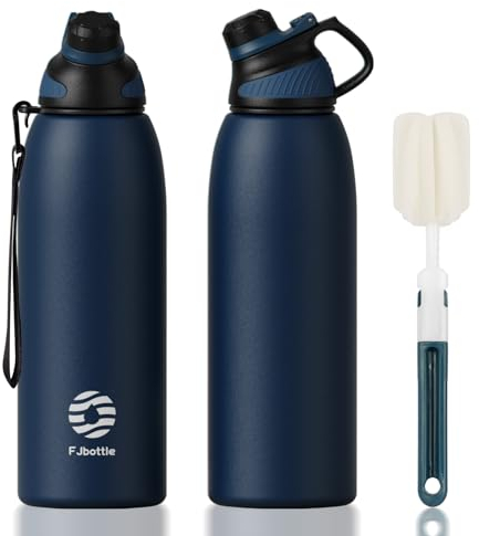 FJbottle Edelstahl Trinkflasche Sport mit Magnetischem Deckel 1L, 800ml, 600ml, 400ml BPA-Frei Auslaufsichere Kinder Flasche - Kohlensäure geeignet 1500ML Wasserflasche Thermo für Schule, Fitness