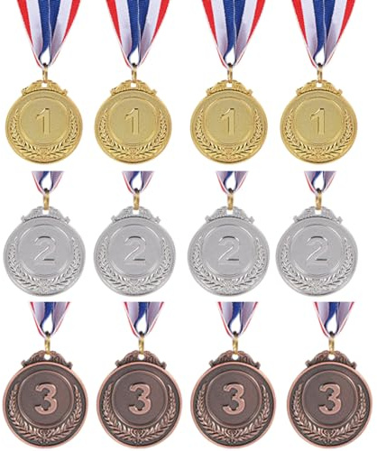 LANPANGZI 12 Pieces Gold Silver Bronze Award Medals-Winner Medals Gold Silver Bronze Prizes for Competitions, Party,Olympic Style,Olympic Decorations 2 Inches
