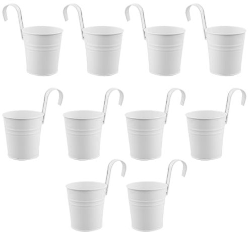 RESTALLADNWEST Set di 10 vasi da fiori sospesi in metallo con foro di drenaggio, per balconi, recinzioni