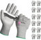 Schwer 12 Pares de Guantes de Trabajo Anti-Corte Nivel 4/D con Revestimiento PU - Antideslizantes y Duraderos para Manipulación de Metal, Carpintería y Construcción,L