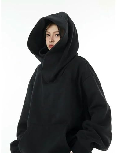 ZBDZSW Höst Enfärgad Ninja Turtleneck Huvtröjor För Herr Y2K Vintage Fleece Sweatshirts Hip Hop Streetwear Oversized Hoodie
