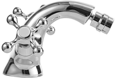 Grifo Vintage Grifo de bidé Antiguo G1/2 con Dos manijas giratorias de cerámica, Grifo Mezclador de Agua for baño, de latón, con un Solo Orificio, montado en la Cubierta(Chrome)