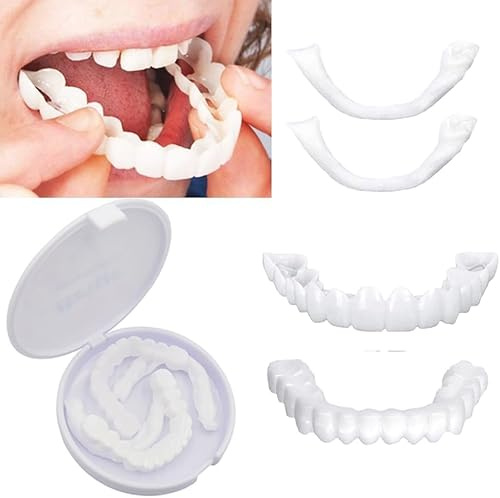 Protesi dentarie temporanee, a clip, per uomini e donne, con denti falsi regolabili per denti mancanti, storti o macchiati, denti cosmetici dall'aspetto naturale per una metamorfosi