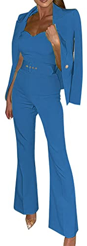 Completi Elegante Donna Tuta Ufficio Eleganti Aperto Davanti Colletto Completo Da Cerimonia Casual Comoda Tailleur Da Lavoro Blazer E Pantalone Complete Da Cocktail Slim Fit Per Matrimoni E Feste