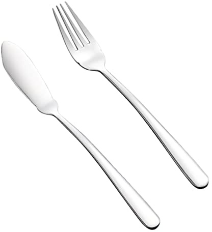 Gatuida Cubiertos Inoxidable para Pescado con Cuchillo y Tenedor Utensilios para Servir Hogar Restaurante y Hotel Diseño Minimalista y Moderno
