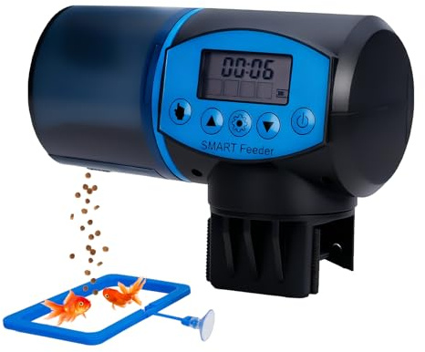 Futterautomat Aquarium, Futterautomat für Fische mit LCD-Display Automatischer Zuführer für Aquarien, Kann für Vier geplante Fütterungszeiten eingestellt Werden (Enthält Keine AA-Batterien)