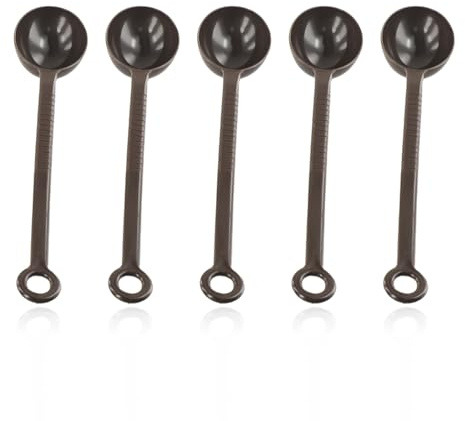 Gdfnmogo Juego de cucharas medidoras de café, 5 piezas de 10 g, cucharas de plástico para espresso con mango largo de 200 mm para café molido o polvo de frutas, compatible con ollas Moka y café