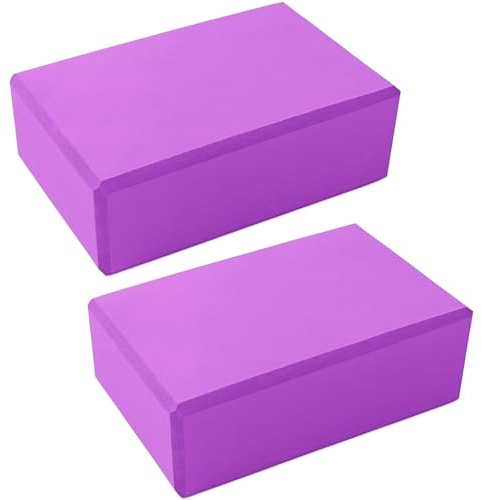 2Pcs Yoga Blocks – Anti-Slip Foam Gym Bricks for Pilates, Stretching & Fitness | Lightweight, Durable & Travel-Friendly Yoga Accessories for Exercise & Practice (Pair of Purple, 23 x 15 x 7.5 cm)