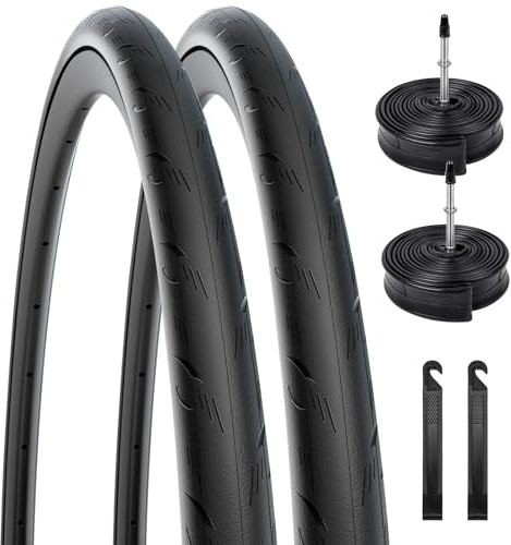 2er Set 28 Zoll Fahrradreifen 700x28C/28-622, Faltbare Pannensichere Rennradreifen als Ersatz mit 2 Schläuchen, Presta-Ventil und Reifenhebern für Rennräder