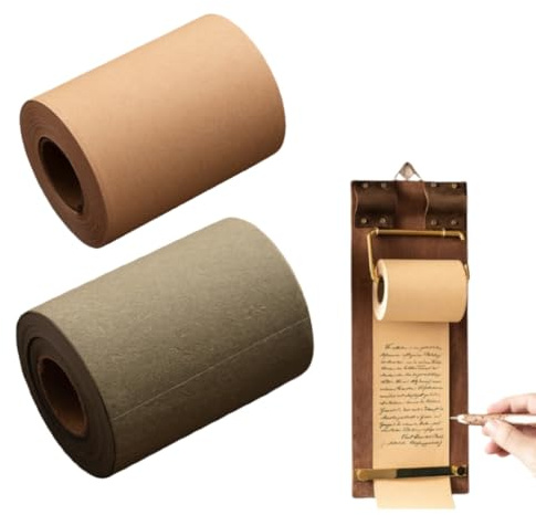 Bloc de notas adhesivas con dispensador, dispensador de papel para notas, Zusätzlicher Stift，soporte para rollos de notas con rollo de papel, portapapeles para notas de hacer listas (C)